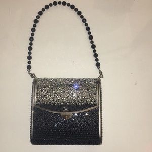 Mishka Black and White Rhinestone Clutch